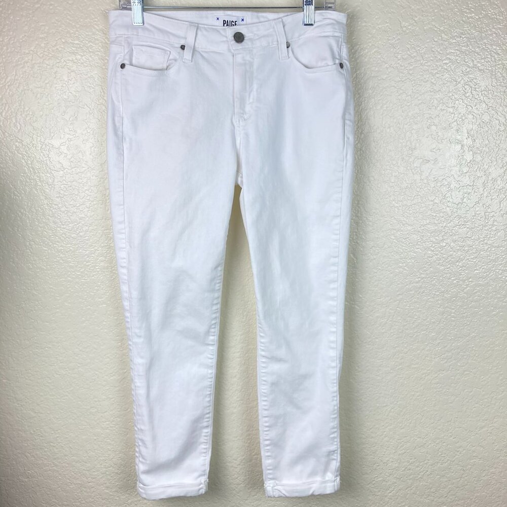 Paige Kylie Crop Women's White Jeans Cuffed Hem Sz 29